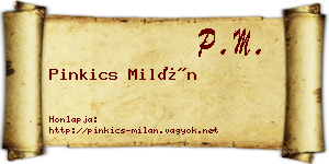 Pinkics Milán névjegykártya